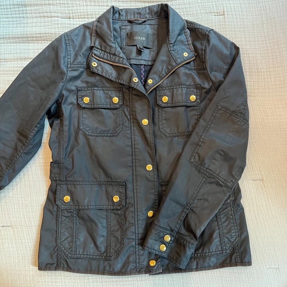J.Crew Waxed Cotton Field Jacket — Washed black